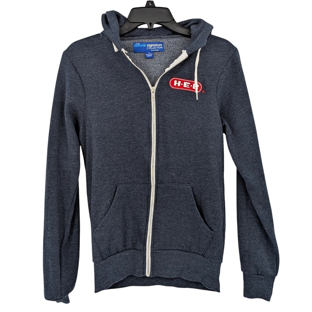 H-E-B Employee Hoodie – Threads Signature‎ Zip-Up Sweatshirt, Navy Blue (XS)